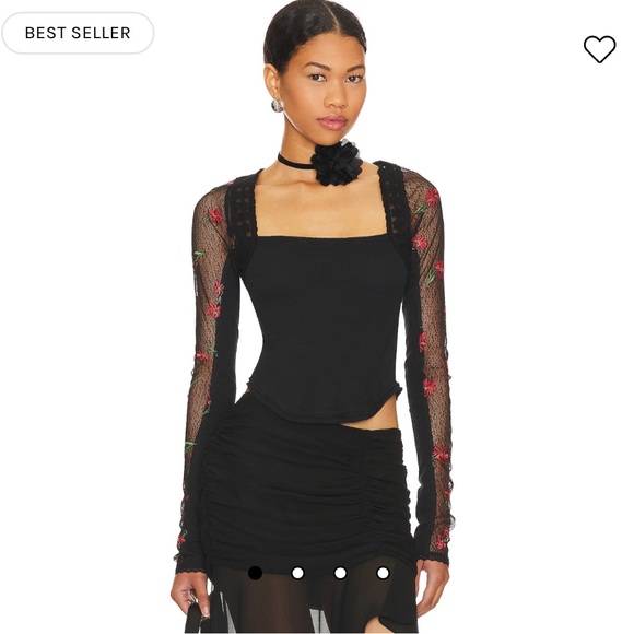 Free People Jolie Top Black Combo Size Medium NWT - Picture 4 of 8